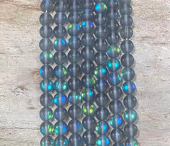 Matte Mermaid Glass Beads aka Mystic Aura Quartz, Round 6mm 8mm