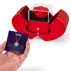 Love Knot Necklace with Red Heart Rose Box - To My Mom
