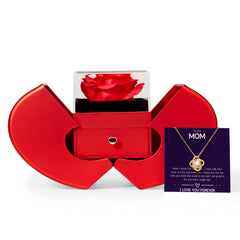Love Knot Necklace with Red Heart Rose Box - To My Mom
